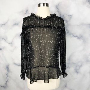 Zara Duffle PolkaDot Long Sleeve Blouse